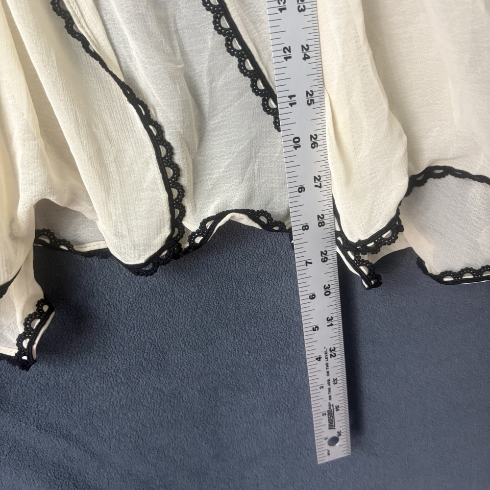 Kimchi Blue Urban Outfitters Pleated Chiffon Cami Top Cream Black Trim XL Y2K - Picture 8 of 9